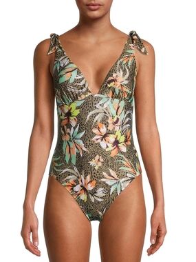 Social Angel Safari Plunge One-Piece Swimsuit